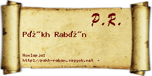 Pákh Rabán névjegykártya